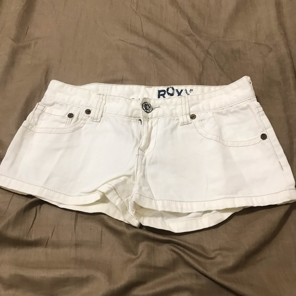 White Roxy jean shorts